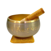 WIGANO साउंड सिंगिंग बाउल तनाव से राहत के लिए स्ट्राइकर स्टिक बेल साउंड के साथ ध्यान (6"X3" ग्रे (धूसर))